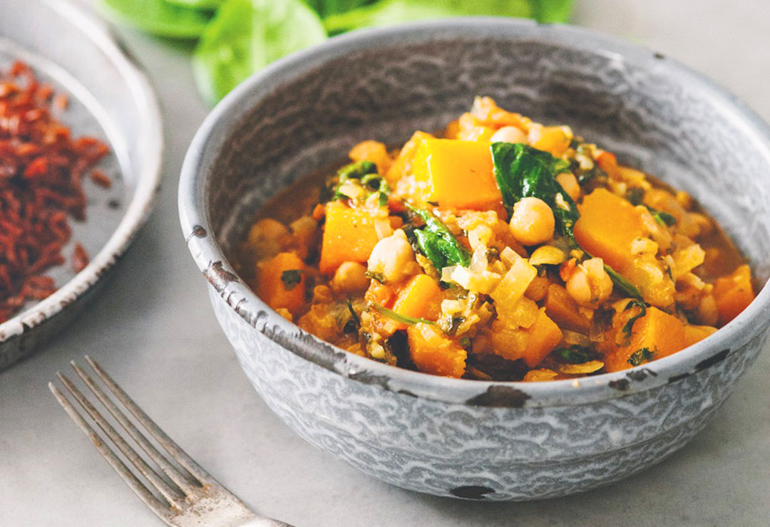 Chickpea curry with pumpkin and baby spinach | GI Foundation